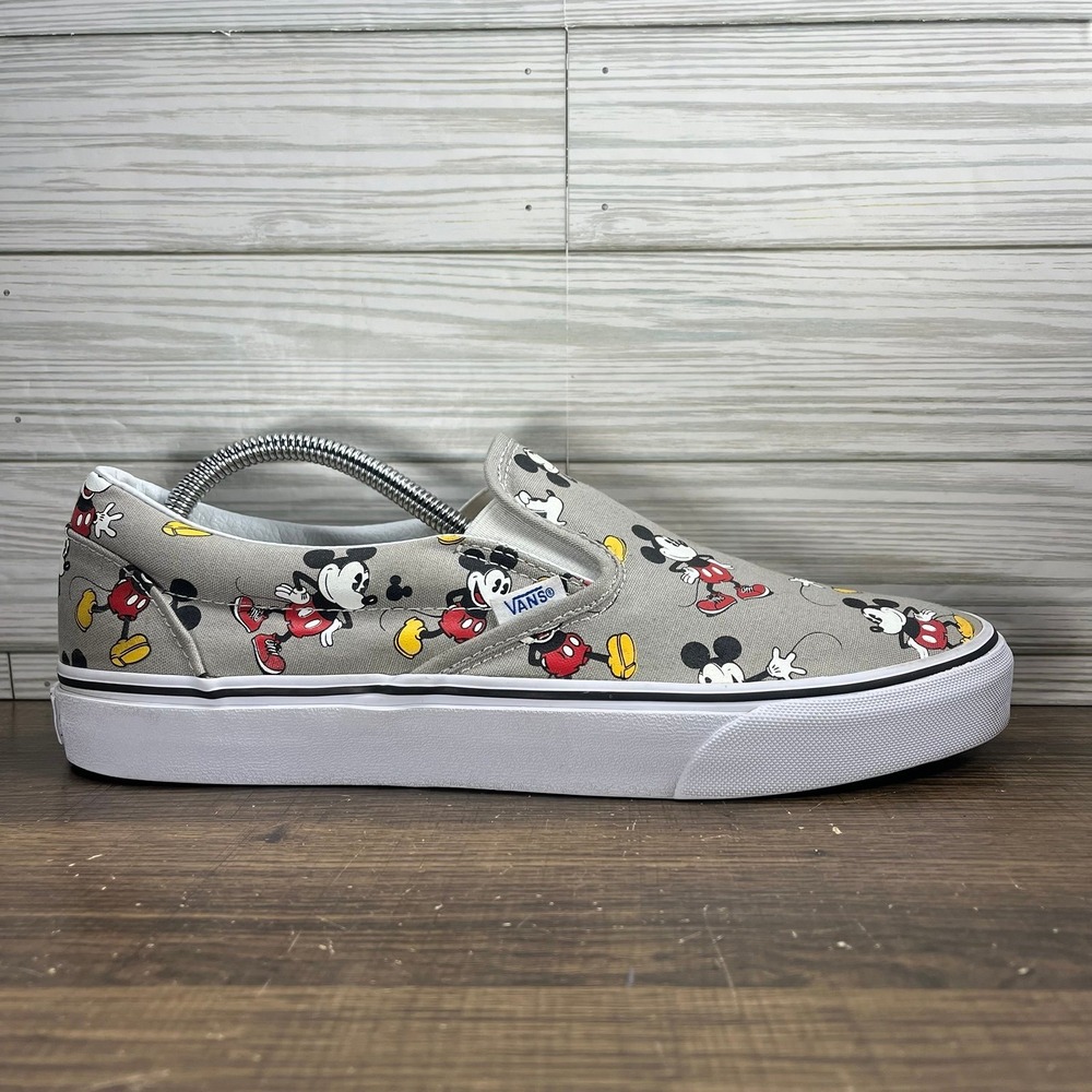 Vans Classic Slip On Mickey Mouse Men's Gray Shoes - Men's Size 10